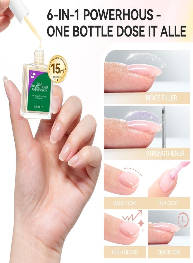 gelike ec Nail Hardener and Strengthener Polish: Milky Apricot Ridge Filler for Peeling Weak Nails Fast Dry Nail Growth Treatment Long Lasting Glossy Finish for Women Home DIY 15ml - Image 2
